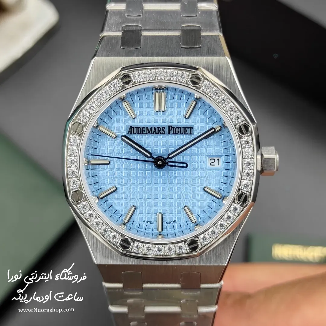 ساعت زنانه ای پی موتور سوئیس نقره ای صفحه آبی Audemars Piguet
