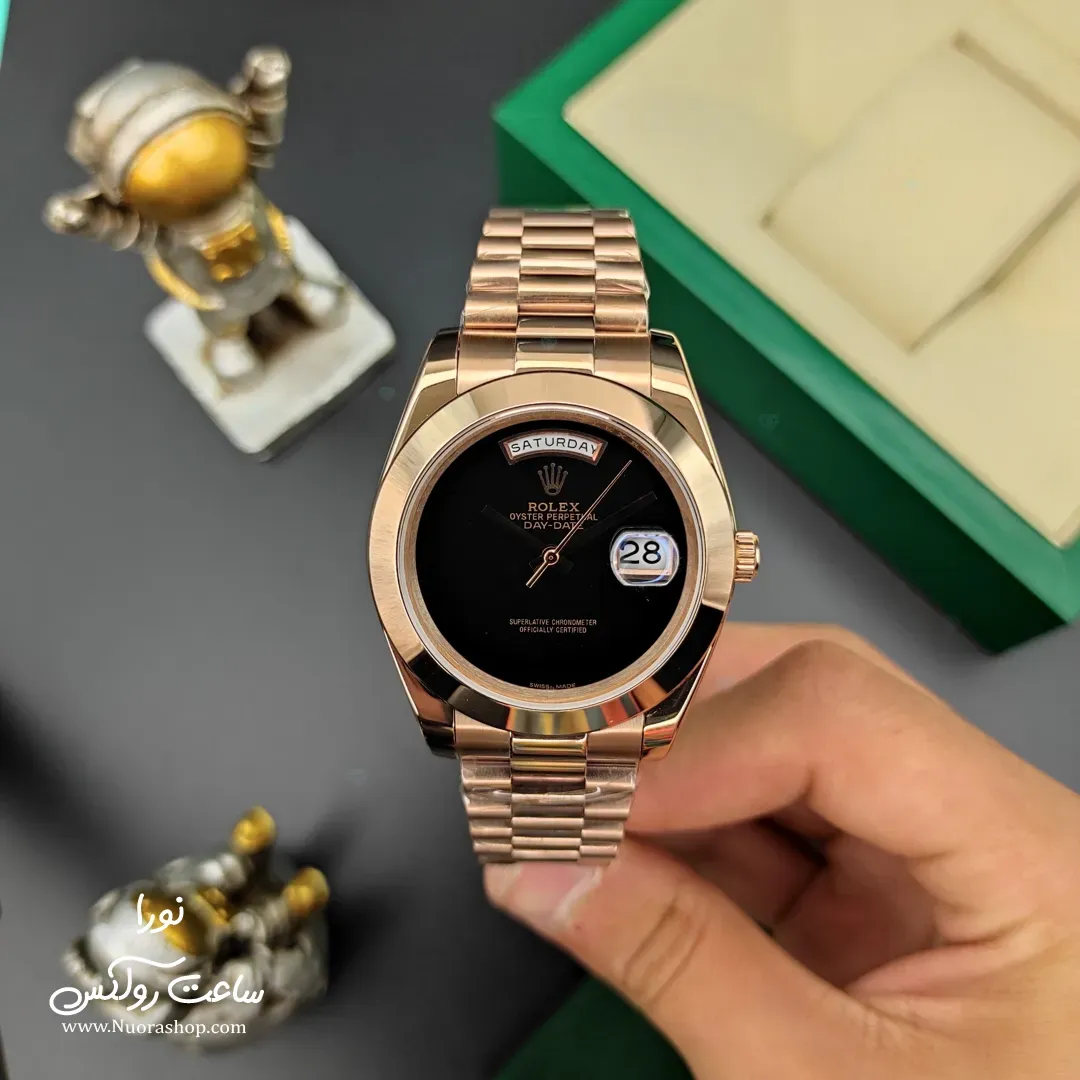 ساعت رولکس دی دیت رزگلد صفحه مشکی مهندسی Rolex Day-Date