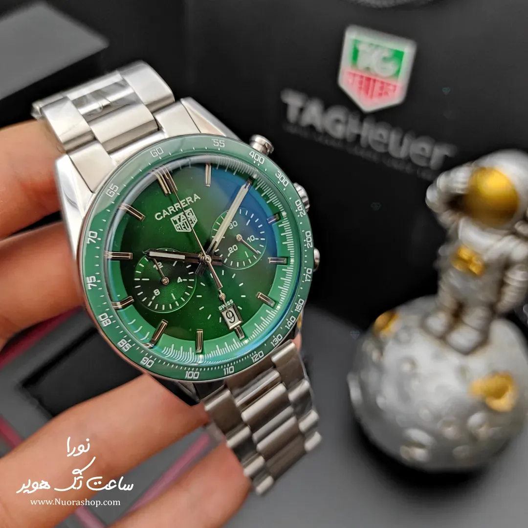 ساعت تگ هویر کررا کورنوگراف سبز بند استیل