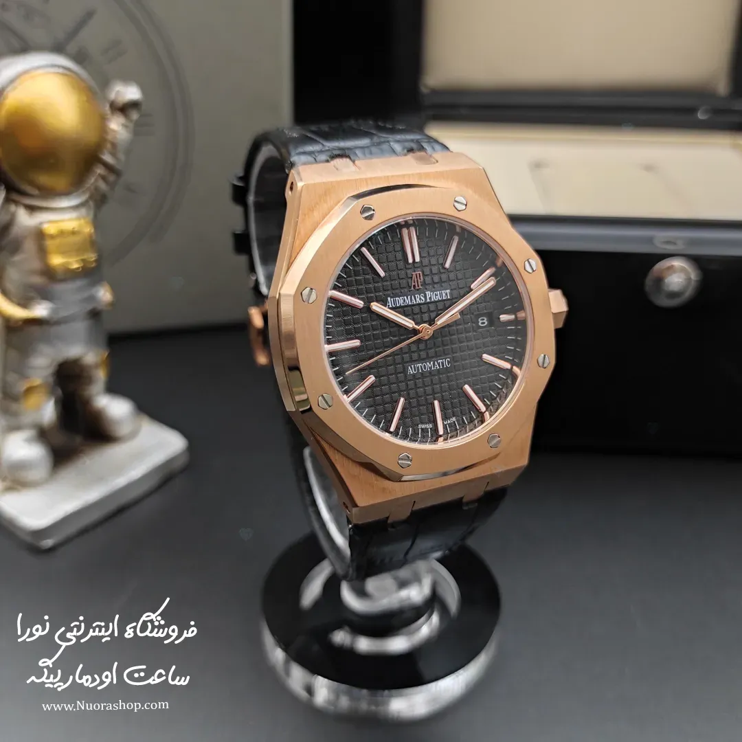 ساعت اودمار پیگه رویال اواک بند چرمی رزگلد Audemars Piguet