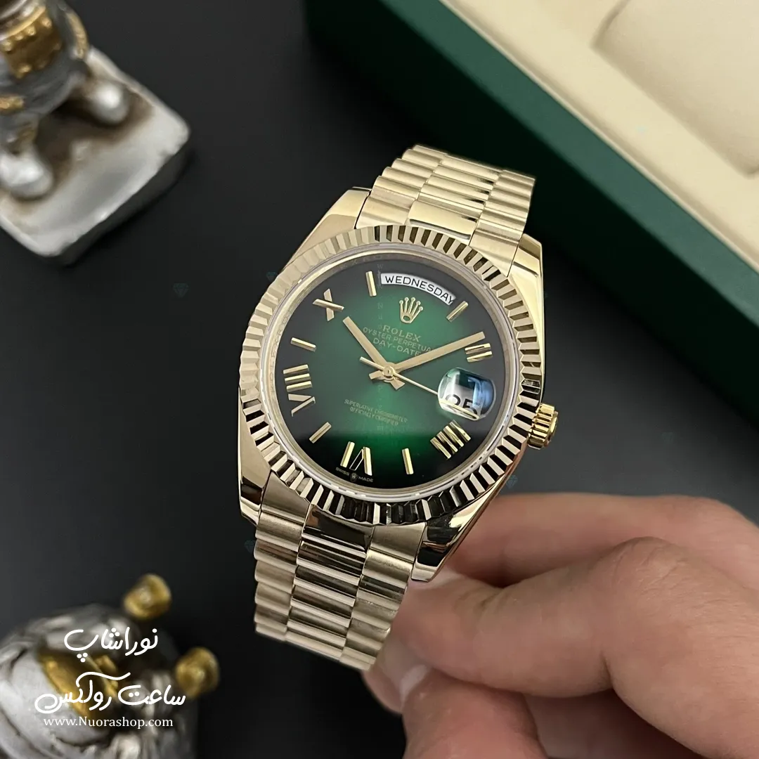 ساعت روکس دی دیت طلایی صفحه سبز جدید Rolex Day-Date