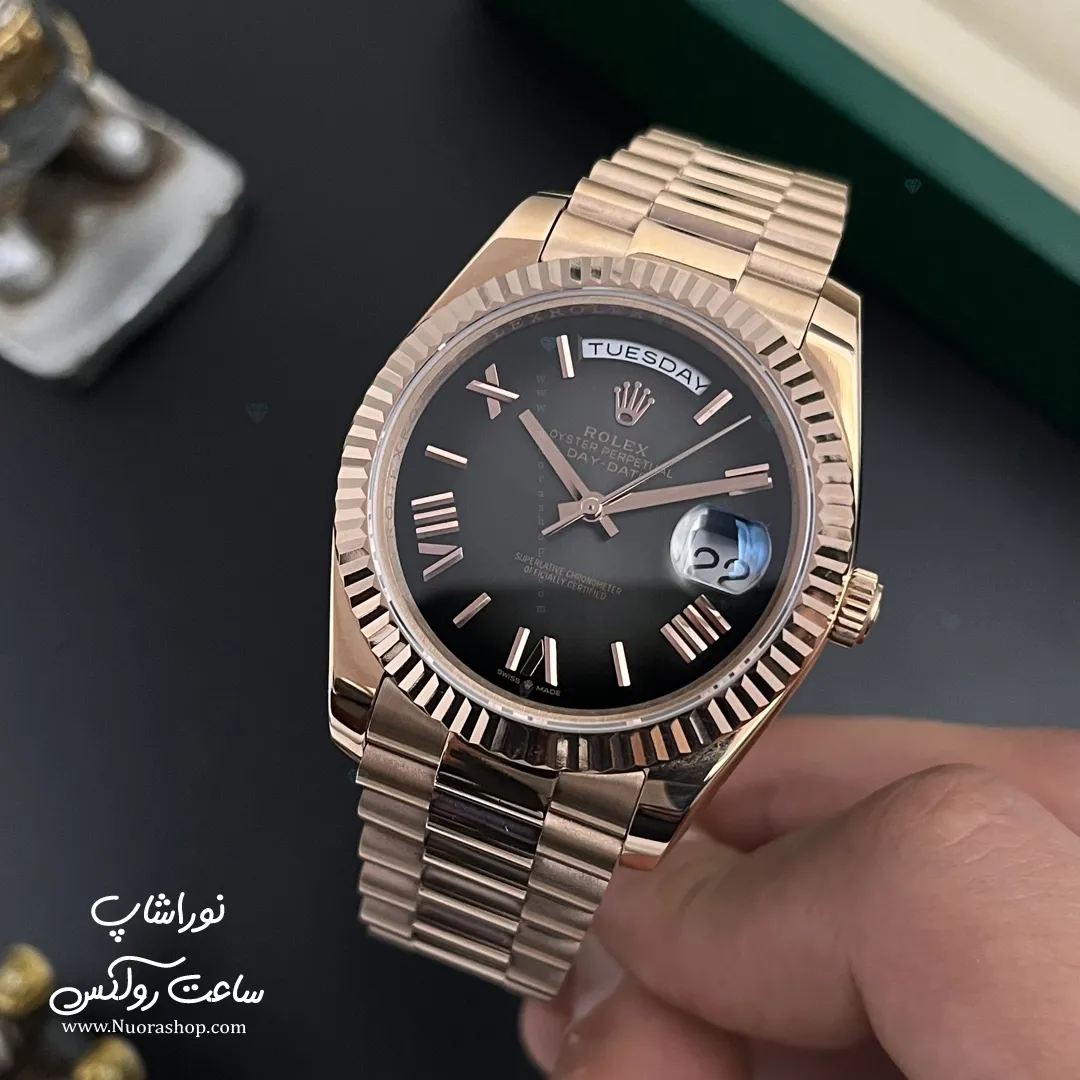 ساعت روکس دی دیت رزگلد صفحه خاکستری جدید Rolex Day-Date