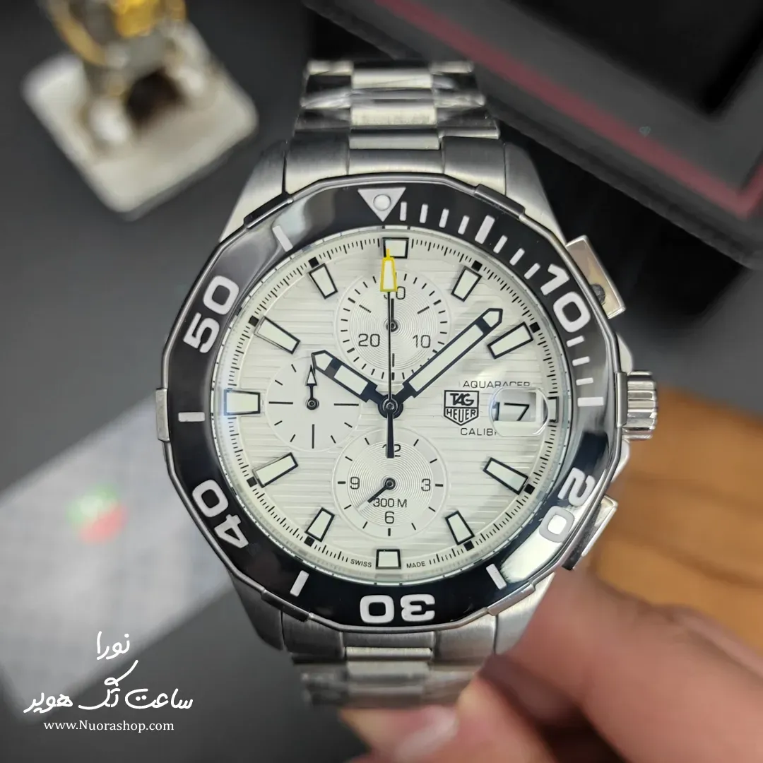 ساعت تگ هویر tag heuer aquaracer chronograph silver white